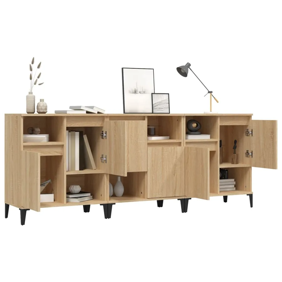 Buffets 3 pcs chêne sonoma 60x35x70 cm bois d'ingénierie - 4
