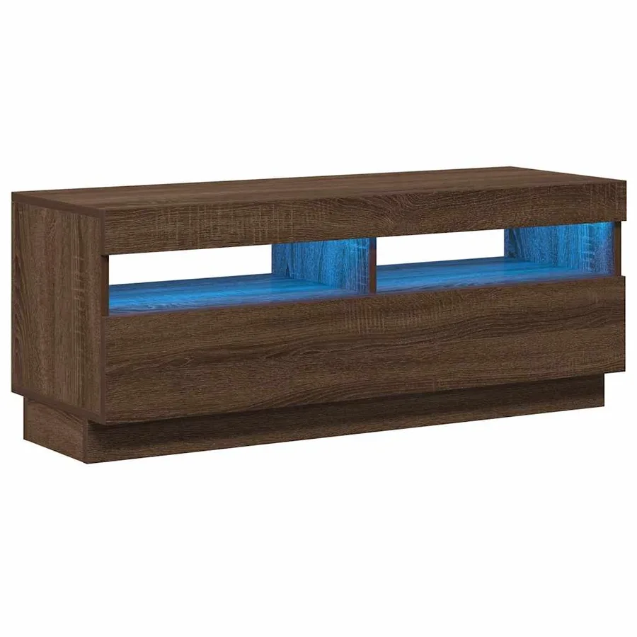 Meuble TV avec lumières LED chêne marron 100x35x40 cm - 2