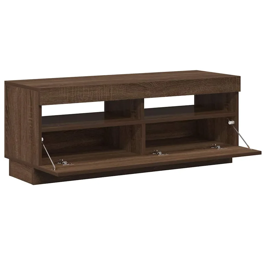 Meuble TV avec lumières LED chêne marron 100x35x40 cm - 7