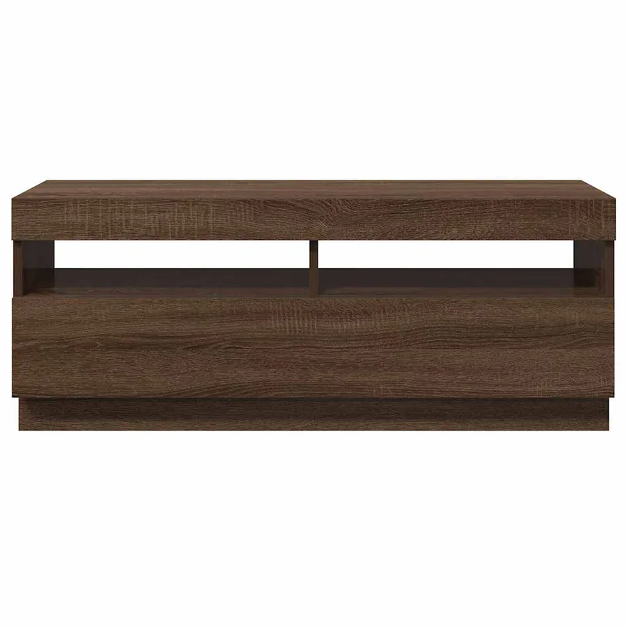Meuble TV avec lumières LED chêne marron 100x35x40 cm - 9