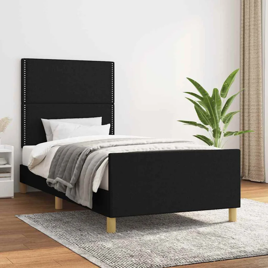 Cadre de lit sans matelas noir 80x200 cm tissu
