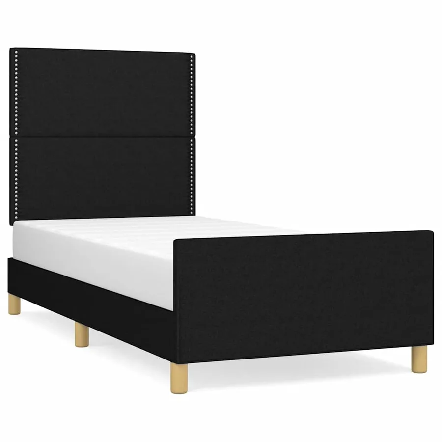 Cadre de lit sans matelas noir 80x200 cm tissu - 2