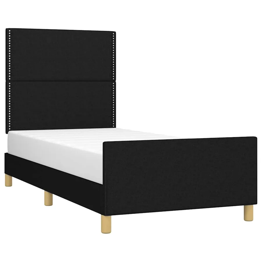 Cadre de lit sans matelas noir 80x200 cm tissu - 3