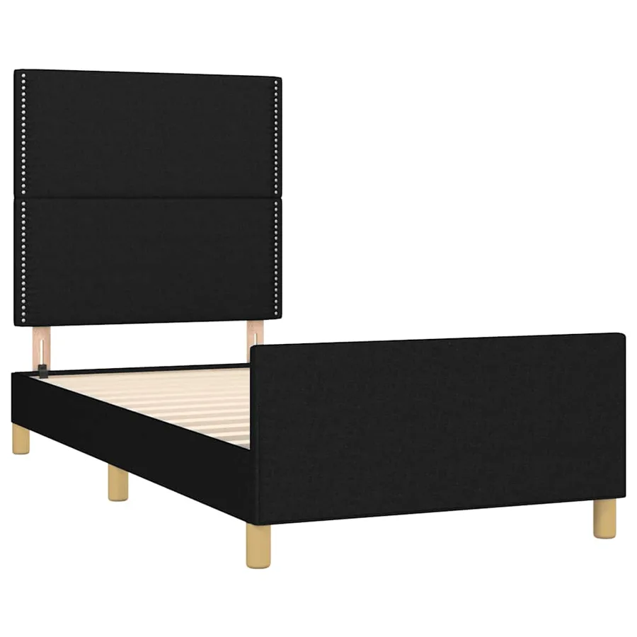 Cadre de lit sans matelas noir 80x200 cm tissu - 4