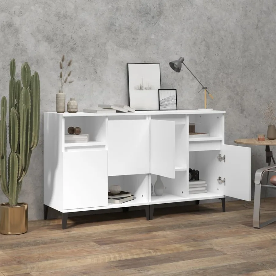 Buffets 2 pcs blanc 60x35x70 cm bois d'ingénierie - 3