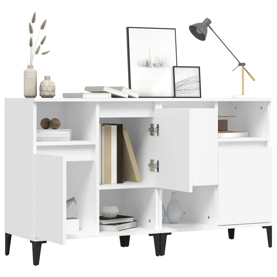 Buffets 2 pcs blanc 60x35x70 cm bois d'ingénierie - 4