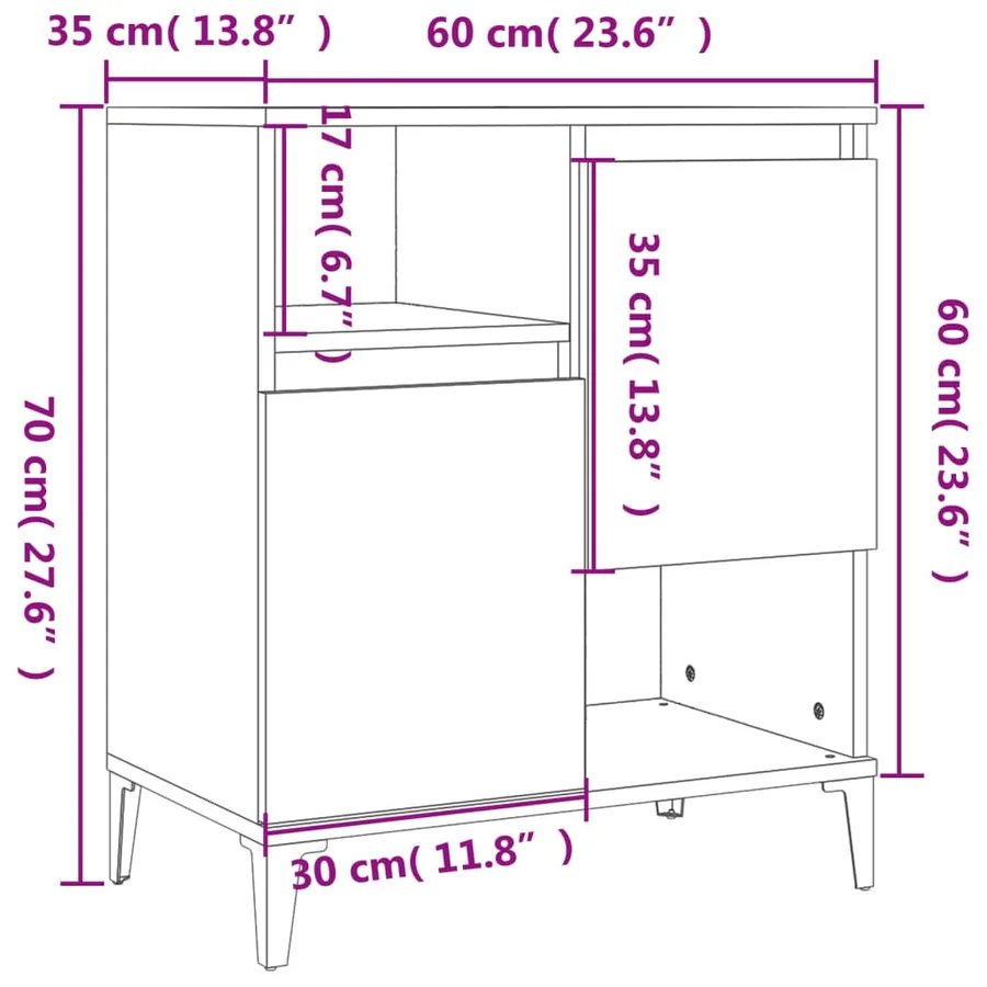 Buffets 2 pcs blanc 60x35x70 cm bois d'ingénierie - 9