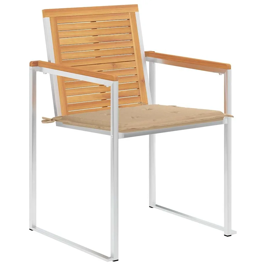 Chaises de jardin lot de 8 avec coussins Bois de teck massif - 2