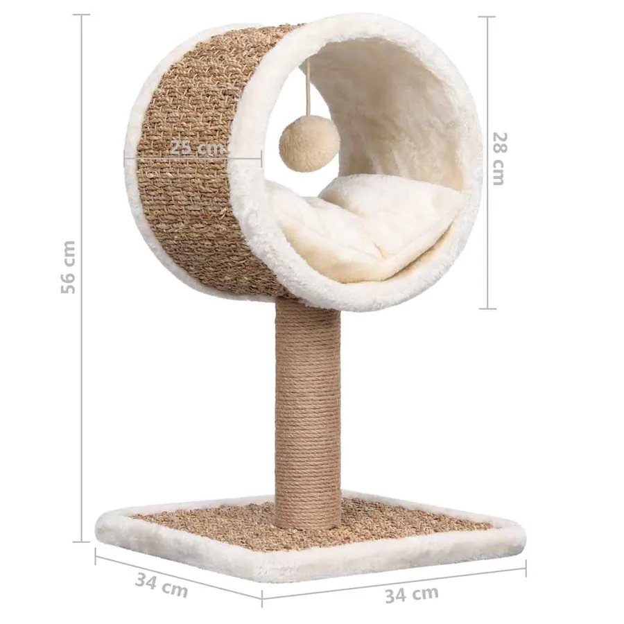 Arbre à chat et tunnel supérieur et jouet 56 cm Herbiers marins - 7