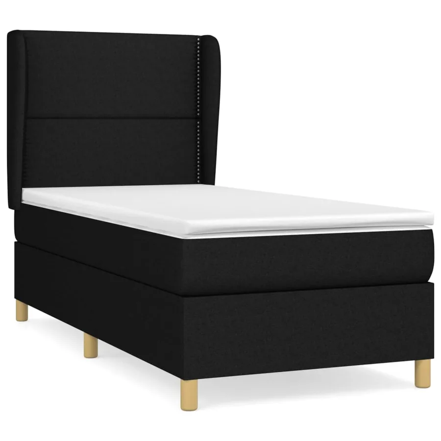 Sommier à lattes de lit et matelas Noir 80x200 cm Tissu - 2