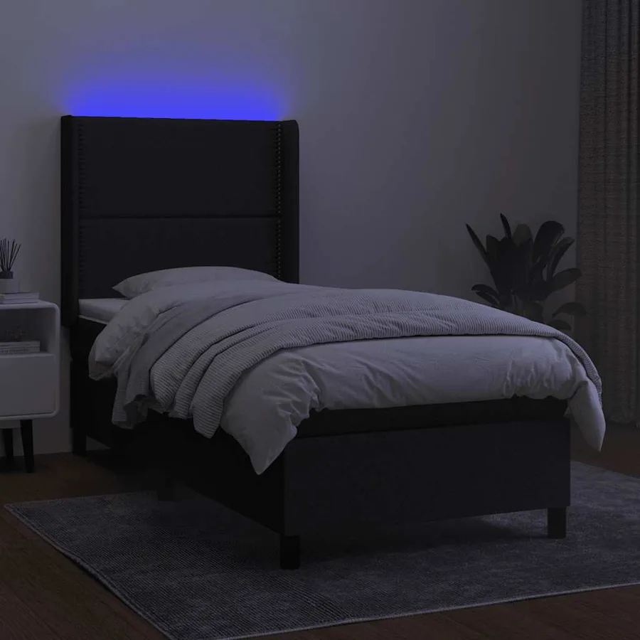 Sommier à lattes de lit matelas LED Noir 80x200cm Tissu - 3