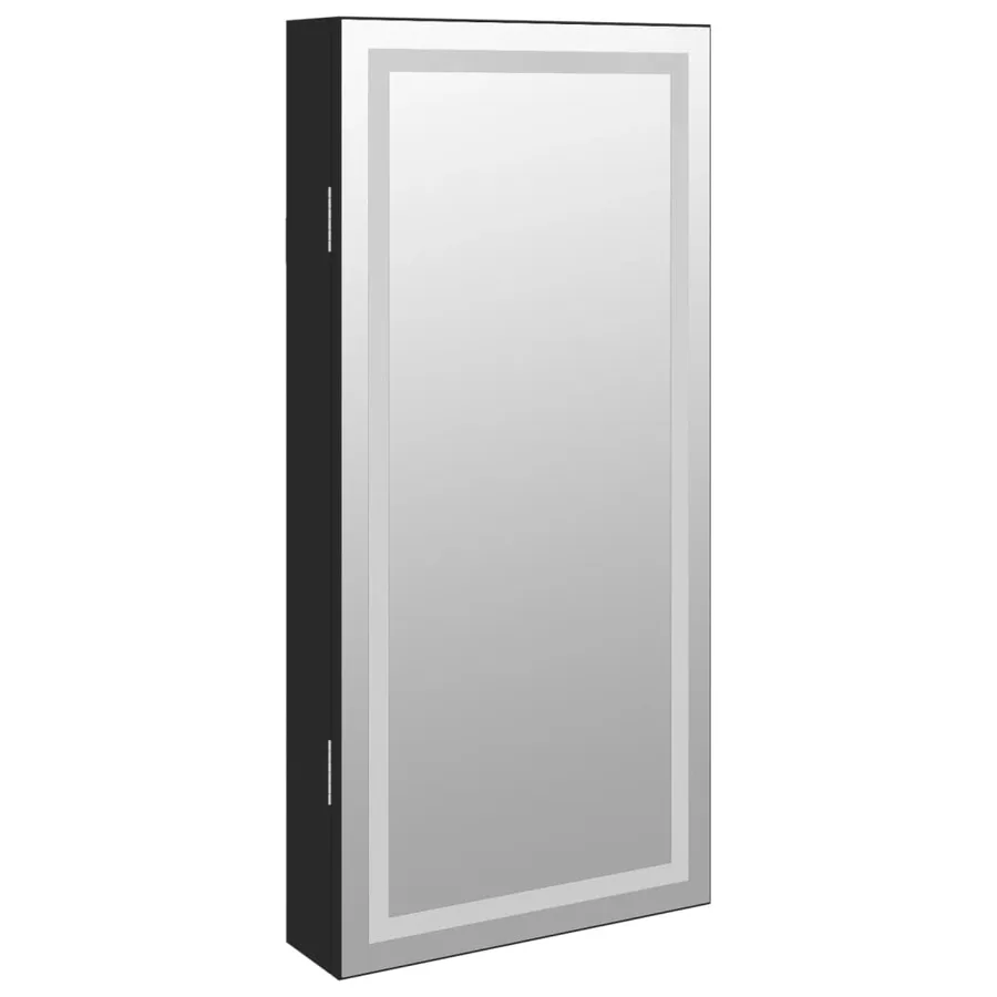 Armoire à bijoux avec miroir et éclairage LED mural noir - 4