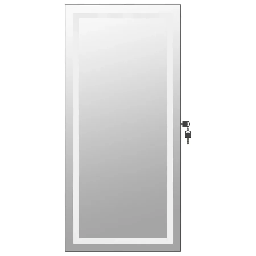 Armoire à bijoux avec miroir et éclairage LED mural noir - 5