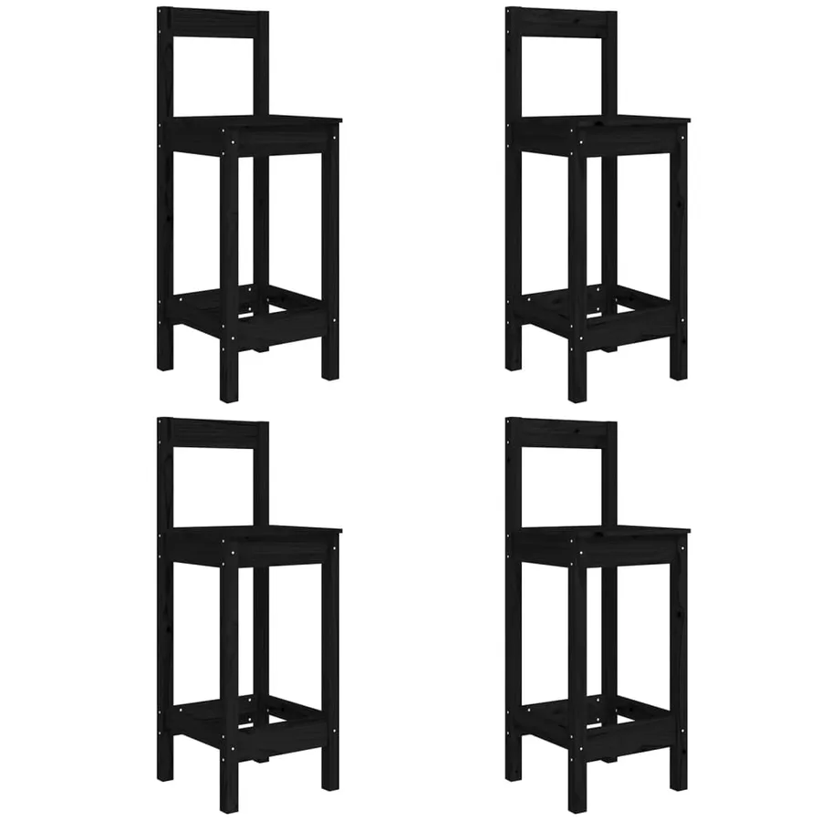 Ensemble de bar de jardin 5 pcs noir bois de pin massif - 6