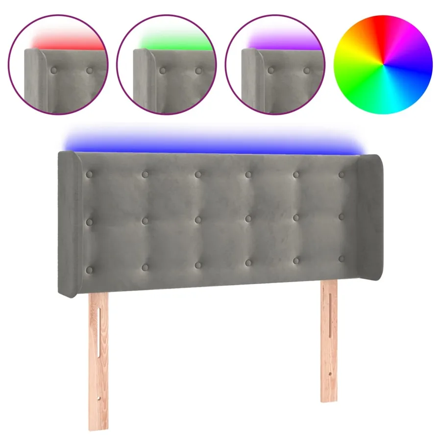 Tête de lit à LED Gris clair 83x16x78/88 cm Velours - 2