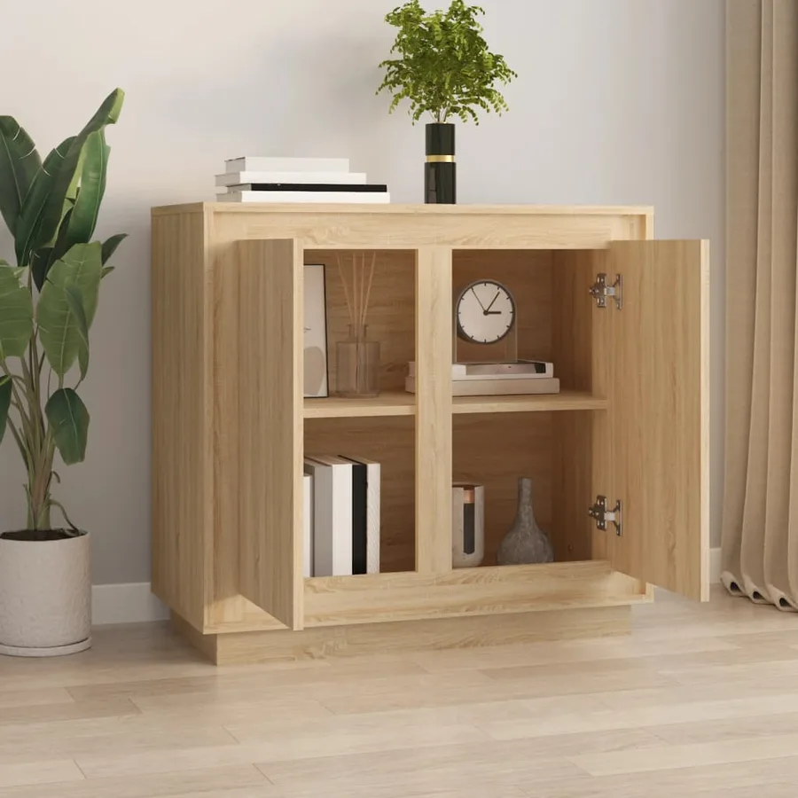 Buffet chêne sonoma 80x34x75 cm bois d'ingénierie - 3