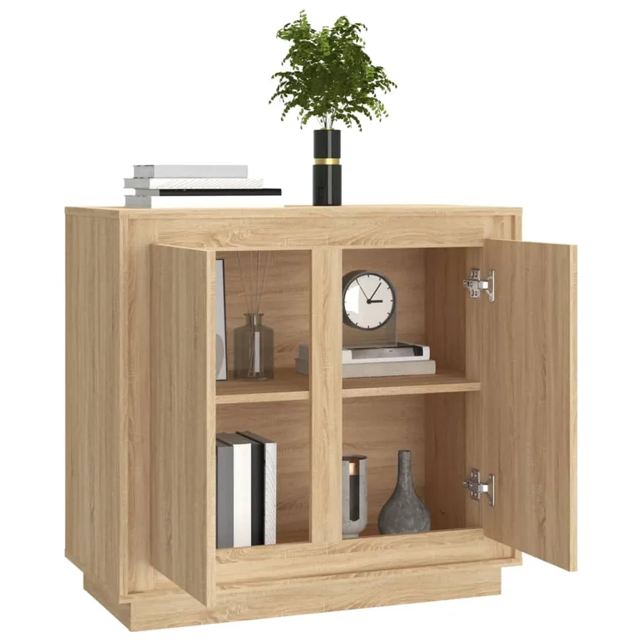 Buffet chêne sonoma 80x34x75 cm bois d'ingénierie - 4