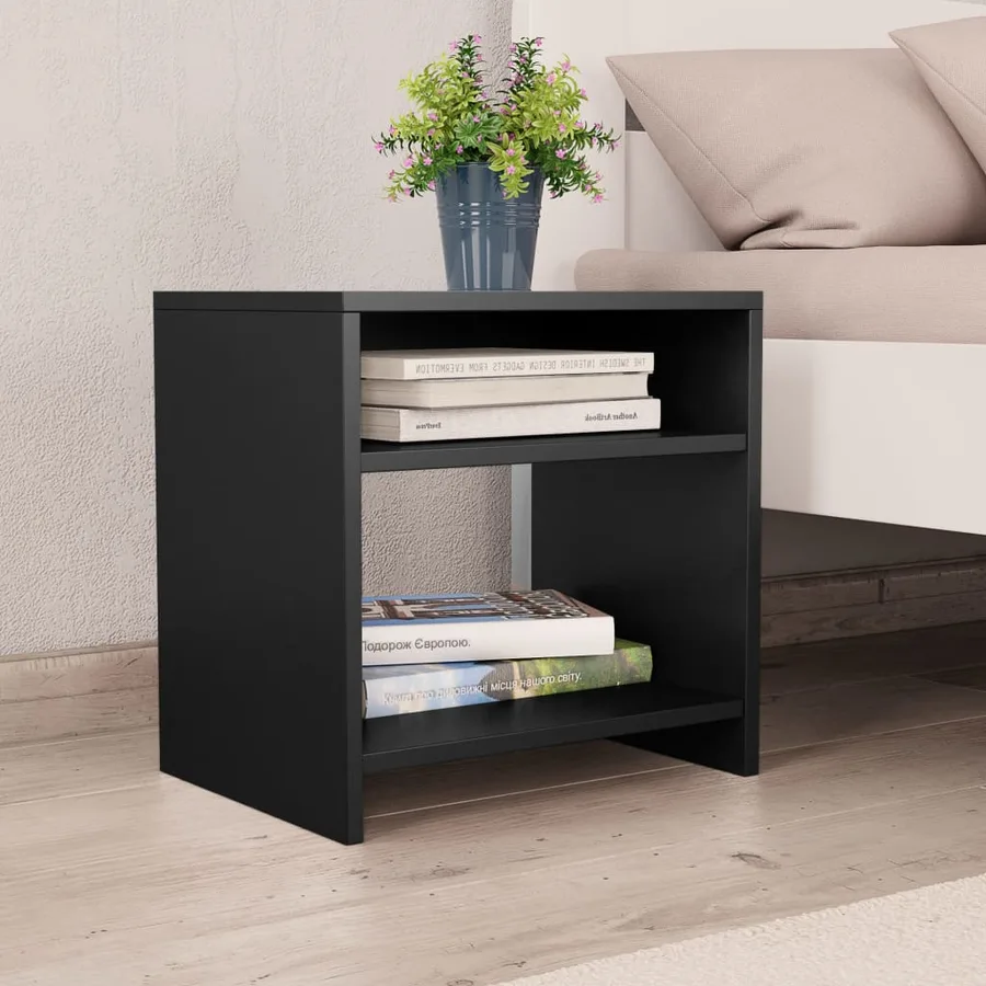 Tables de chevet 2 pcs Noir 40x30x40 cm Bois d'ingénierie - 2