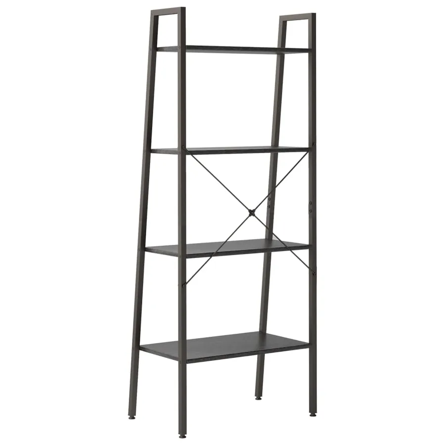 Étagère sur pied 4 niveaux Noir 56x35x140 cm - 5