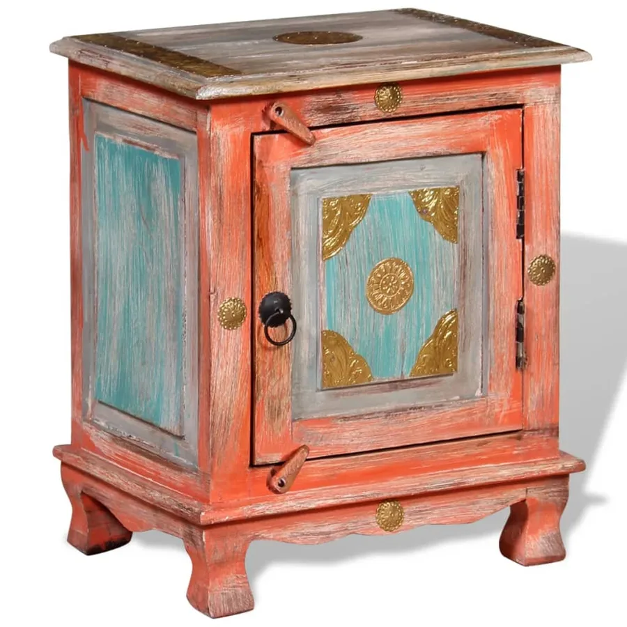 Table de chevet Bois de manguier massif Orange - 2