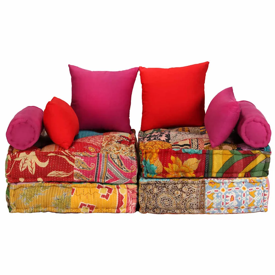 Pouf modulaire à 2 places Patchwork Tissu - 2
