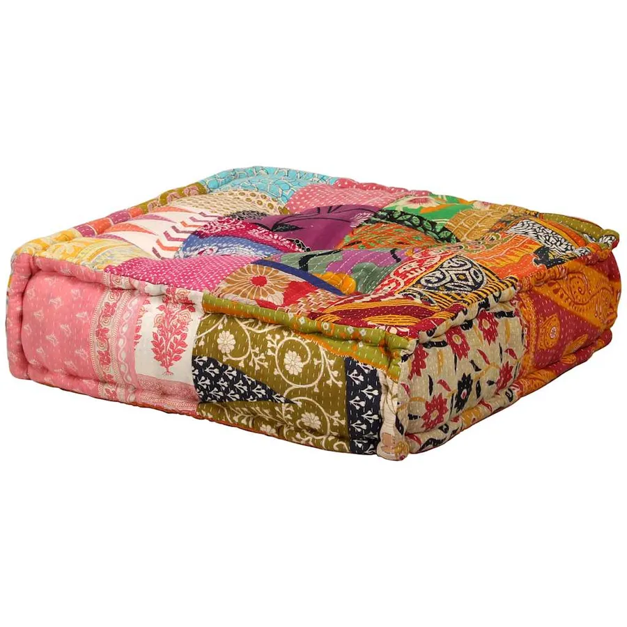 Pouf modulaire à 2 places Patchwork Tissu - 3