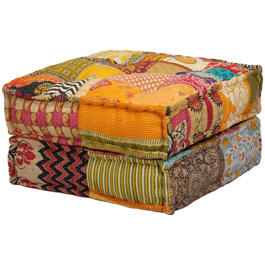 Pouf modulaire à 2 places Patchwork Tissu - 4