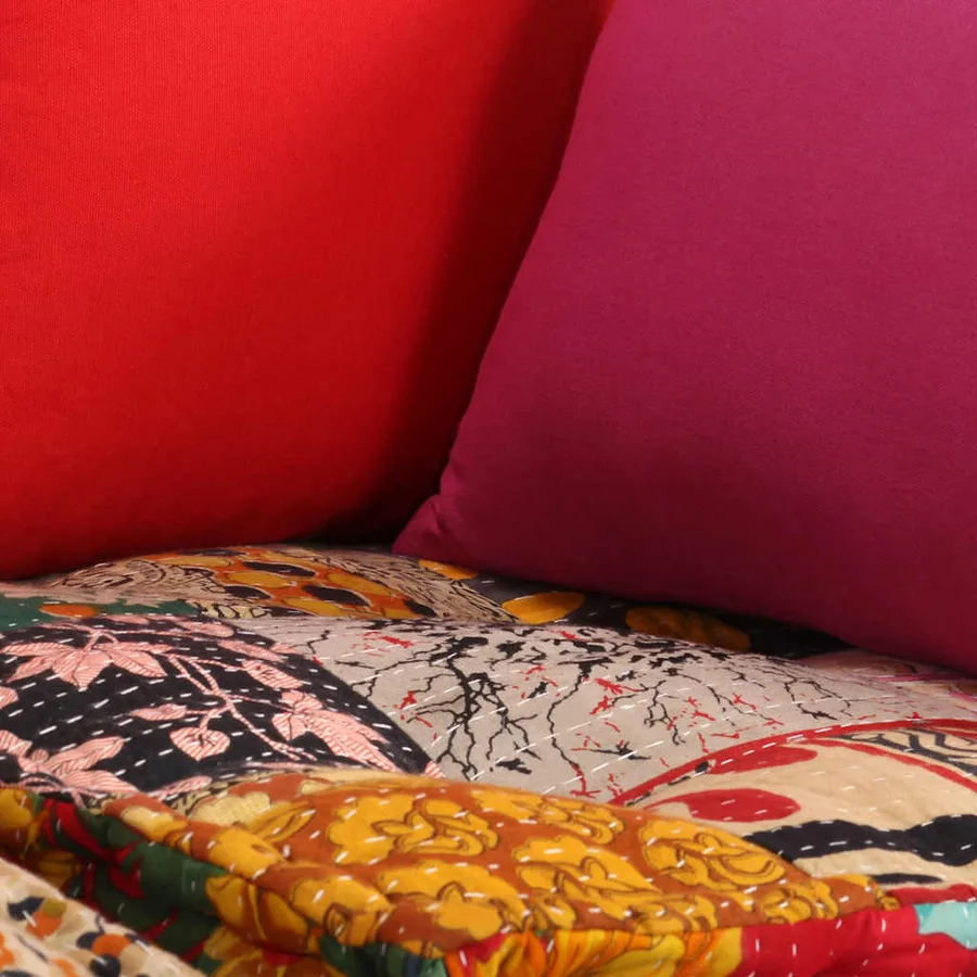 Pouf modulaire à 2 places Patchwork Tissu - 7