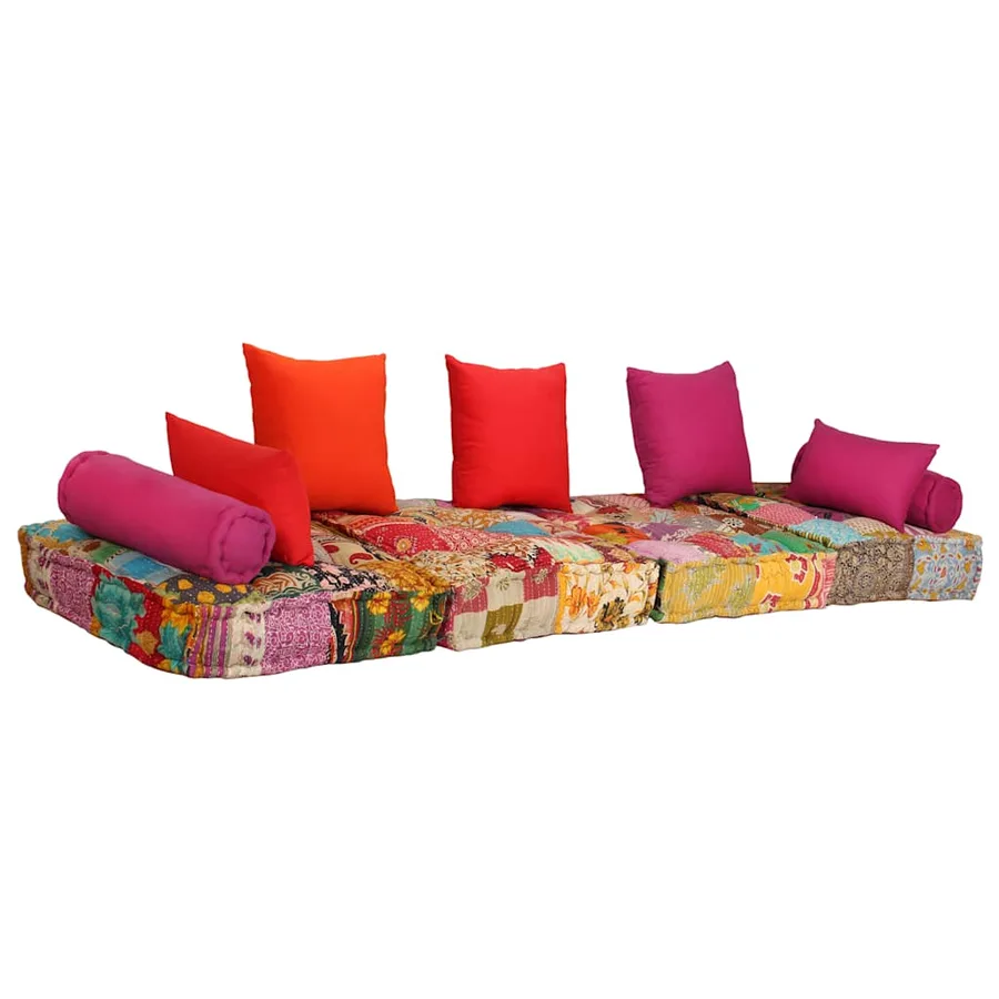Pouf modulaire à 2 places Patchwork Tissu - 8