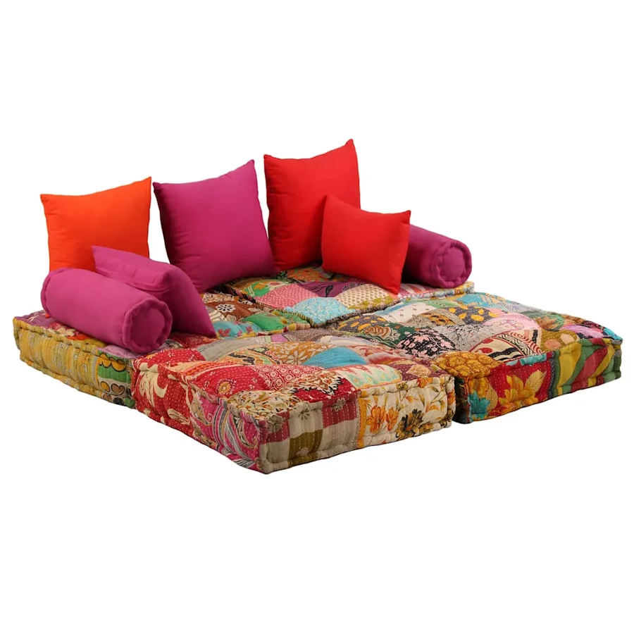 Pouf modulaire à 2 places Patchwork Tissu - 9