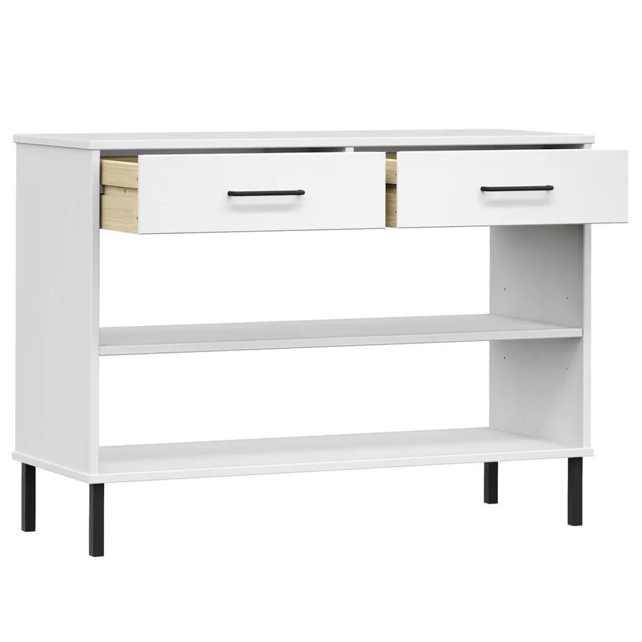 Armoire console avec pieds en métal Blanc Bois pin massif OSLO - 5