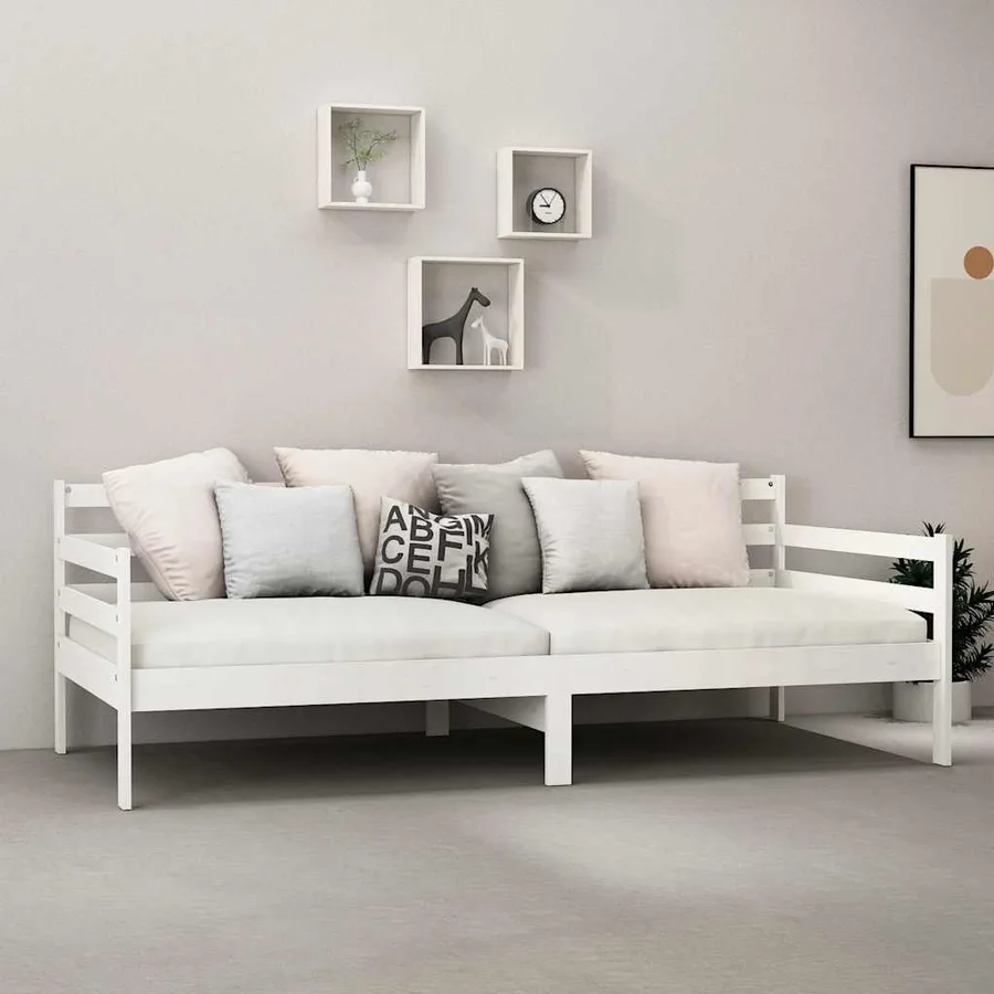 Lit de jour sans matelas blanc bois de pin massif 90x200 cm - 3