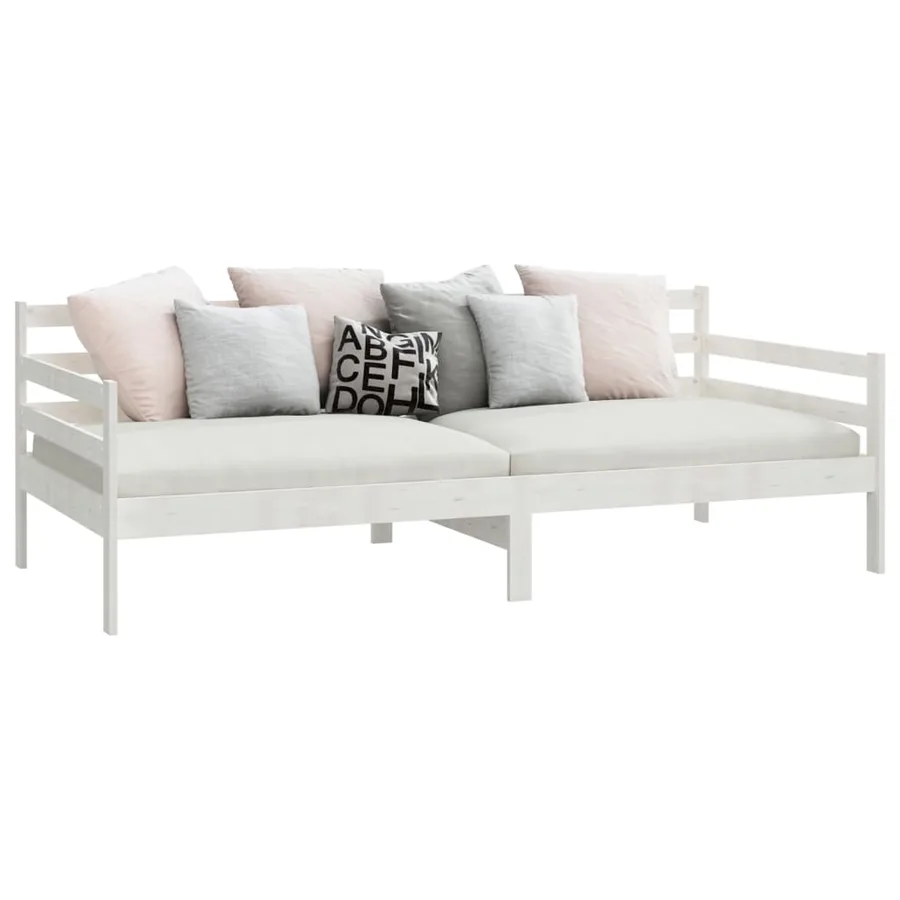 Lit de jour sans matelas blanc bois de pin massif 90x200 cm - 4