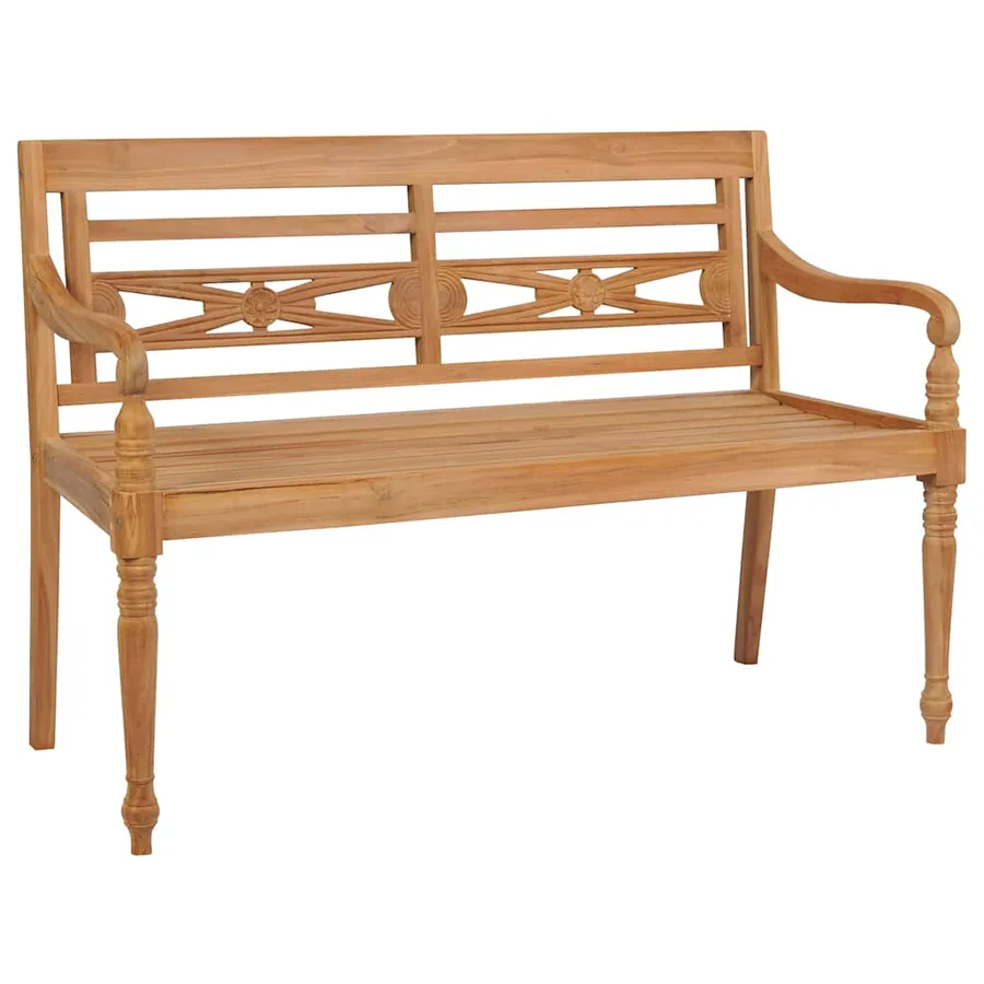 Banc Batavia avec coussin gris 120 cm Bois de teck massif - 2
