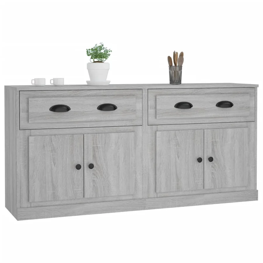 Buffets 2 pcs sonoma gris bois d'ingénierie - 4