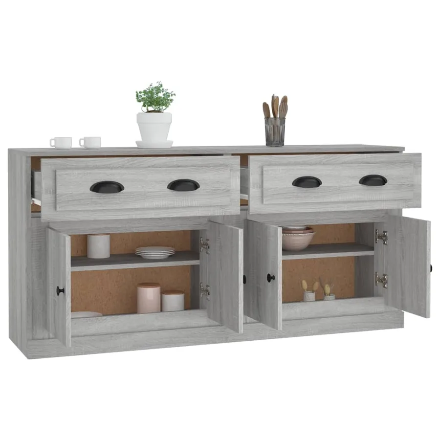 Buffets 2 pcs sonoma gris bois d'ingénierie - 5