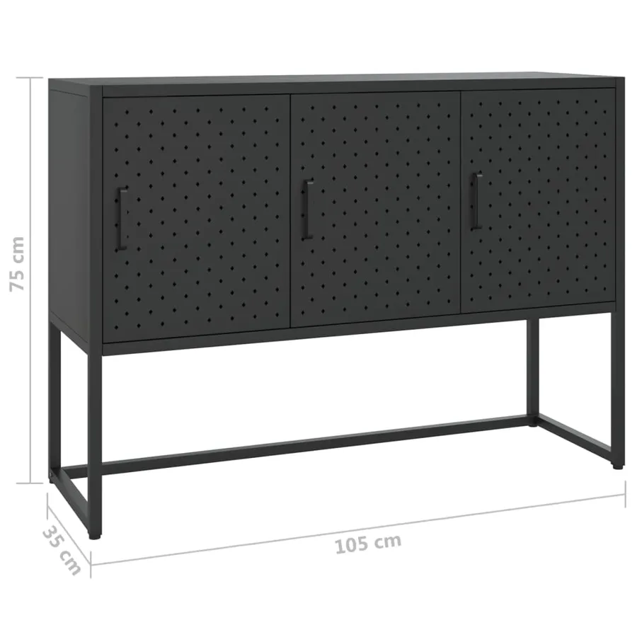 Buffet Noir 105x35x75 cm Acier - 11