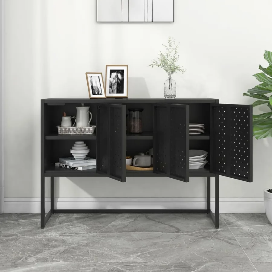 Buffet Noir 105x35x75 cm Acier - 3
