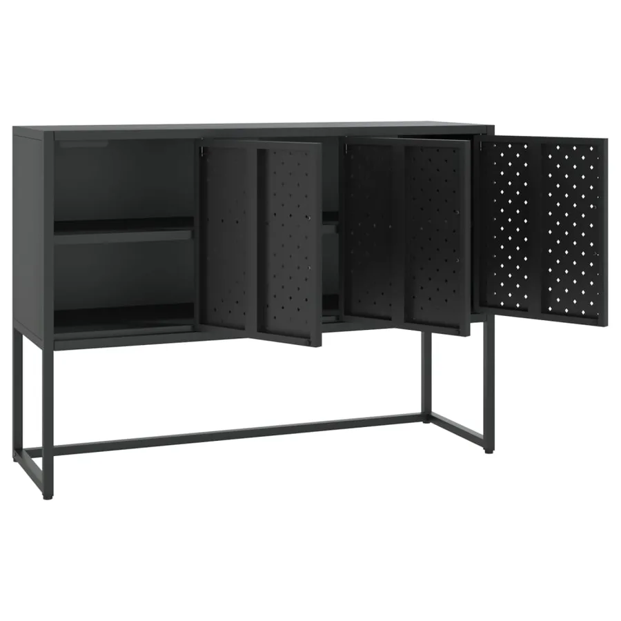 Buffet Noir 105x35x75 cm Acier - 4