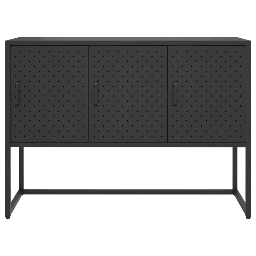 Buffet Noir 105x35x75 cm Acier - 5