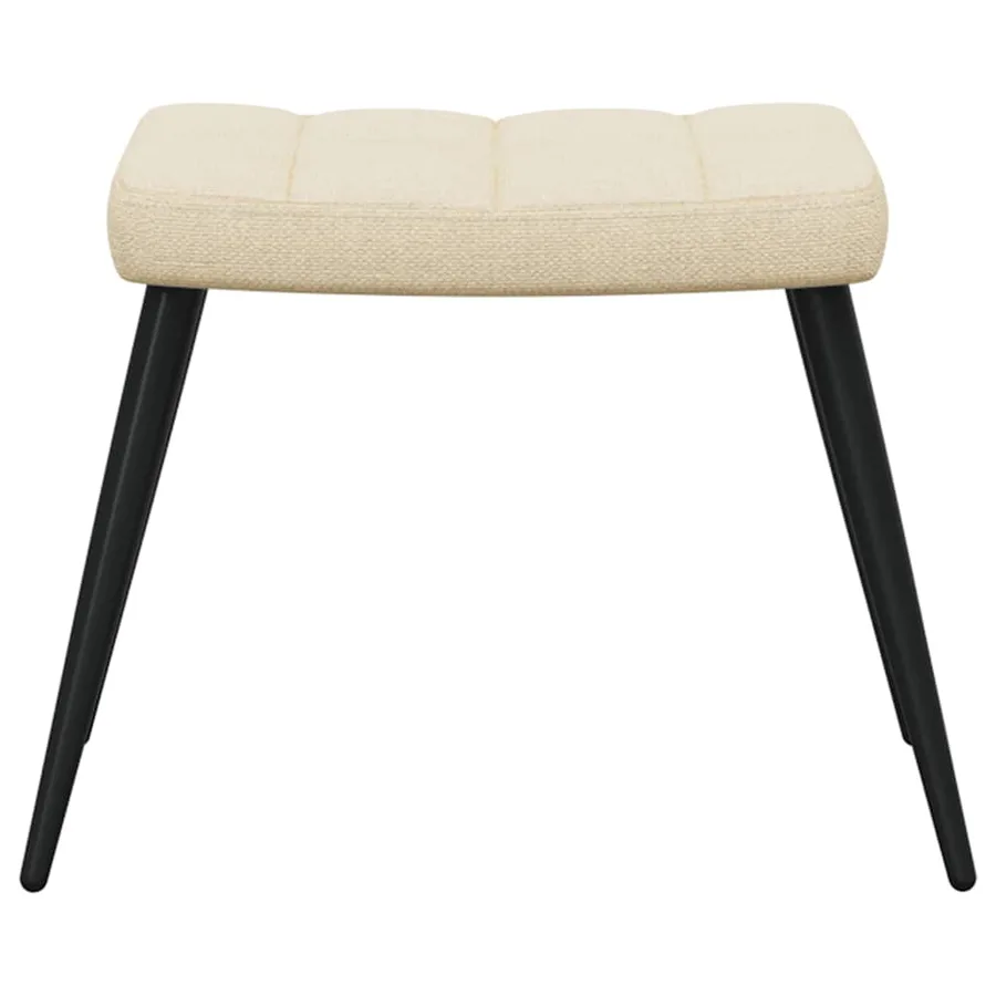 Chaise de relaxation avec tabouret Crème Tissu - 5
