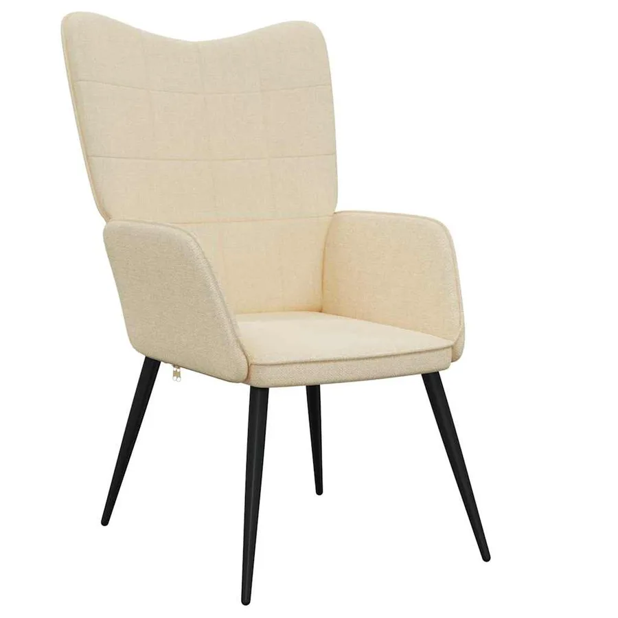Chaise de relaxation avec tabouret Crème Tissu - 6