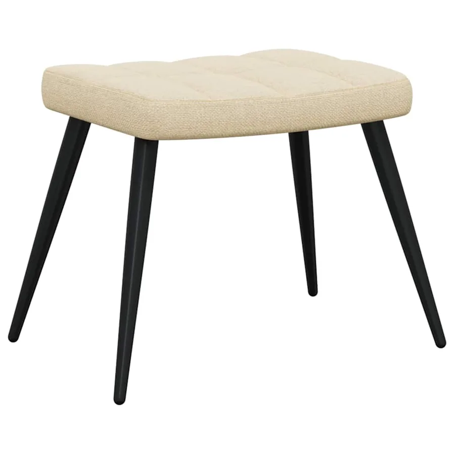 Chaise de relaxation avec tabouret Crème Tissu - 7