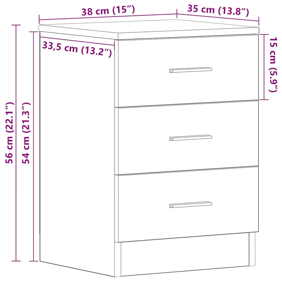 Table de chevet Blanc 38 x 35 x 56 cm Bois d'ingénierie - 12