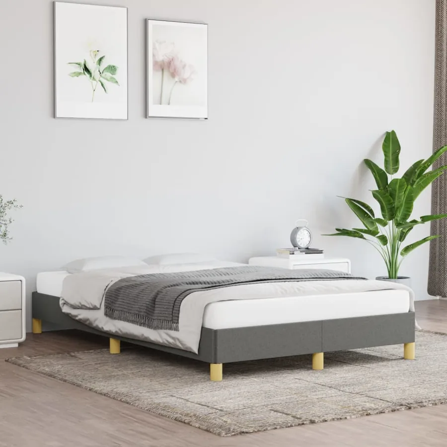Cadre de lit sans matelas gris foncé 120x200 cm tissu
