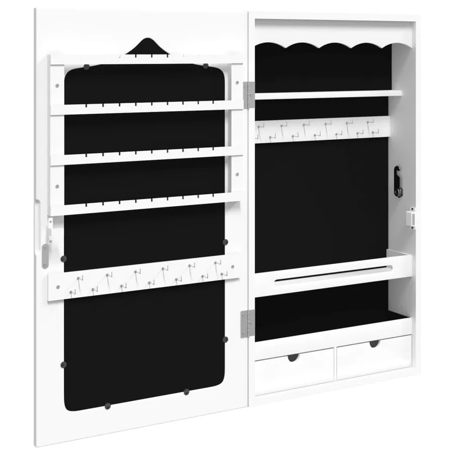 Armoire à bijoux avec miroir murale blanc 37,5x10x67 cm - 5