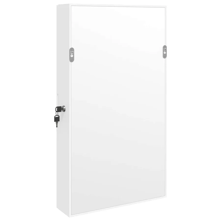 Armoire à bijoux avec miroir murale blanc 37,5x10x67 cm - 7