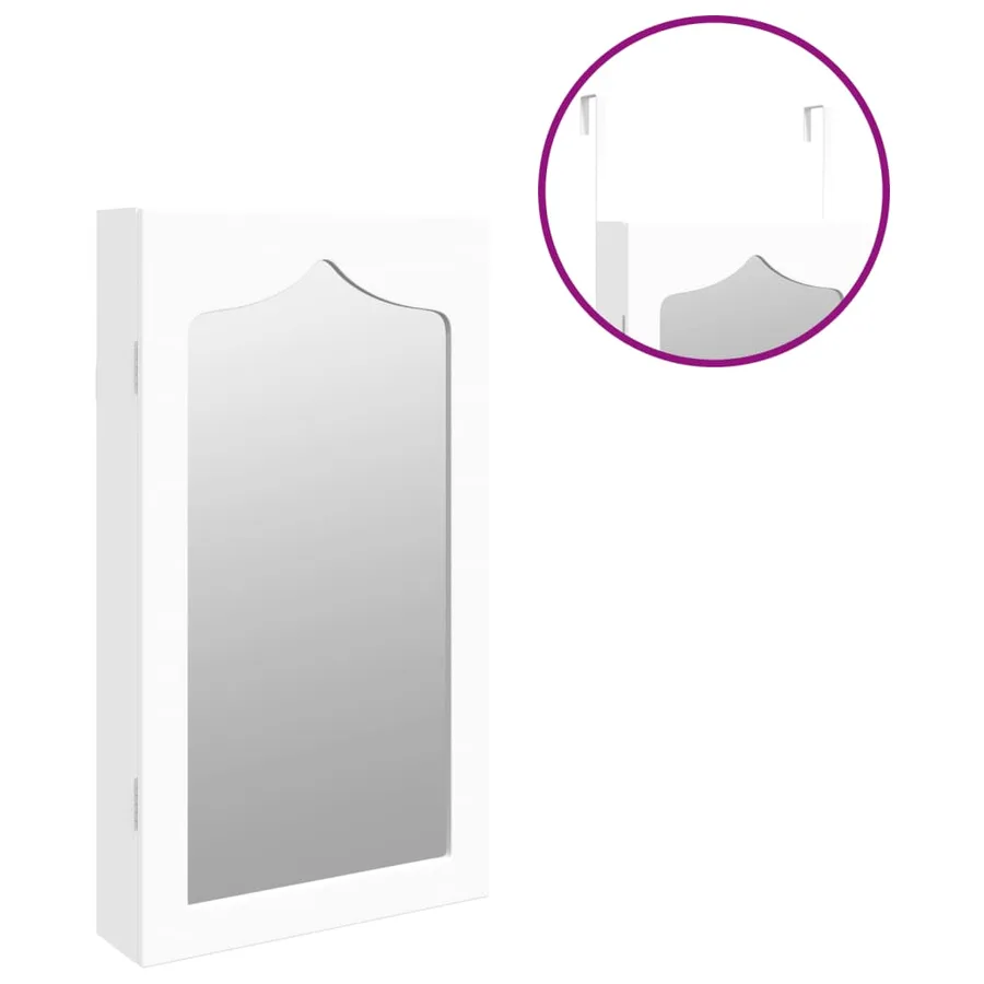 Armoire à bijoux avec miroir murale blanc 37,5x10x67 cm - 9