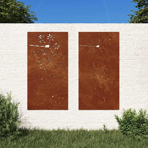 Décorations murales de jardin 2pcs 105x55 cm design de fleur