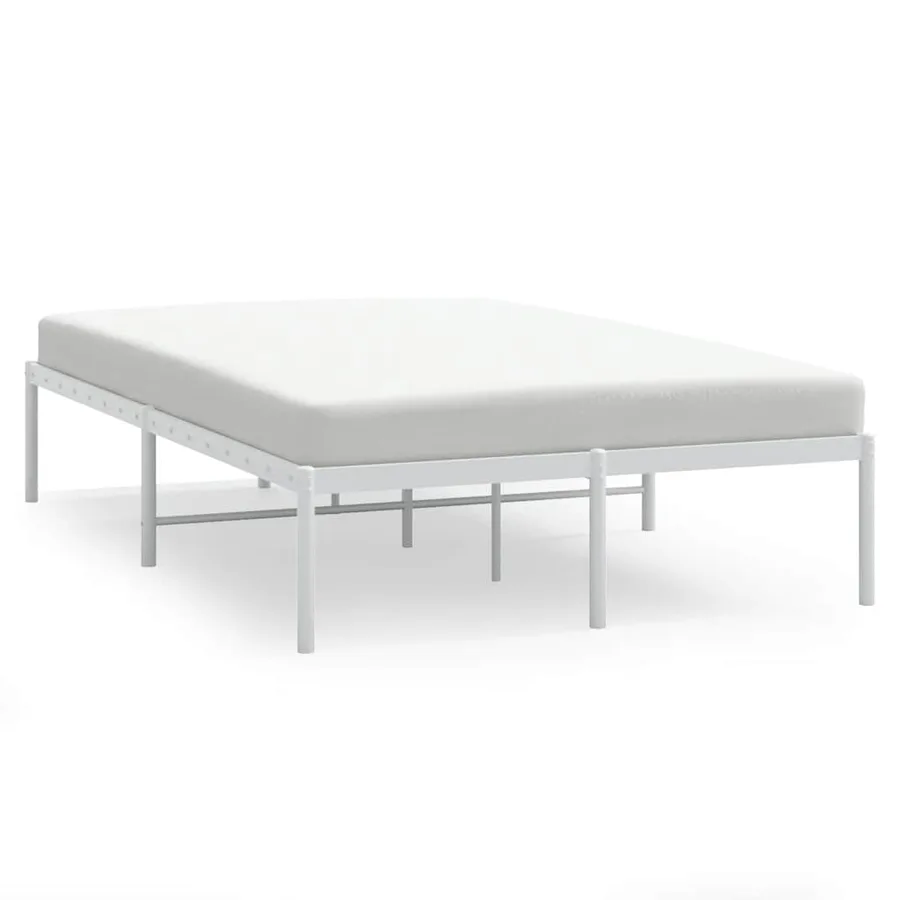 Cadre de lit métal blanc 135x190 cm - 2
